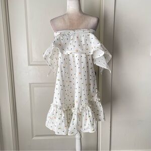 Silvia Tcherassi Convertible Strapples Beetles Bees Print Ruffle Dress XS